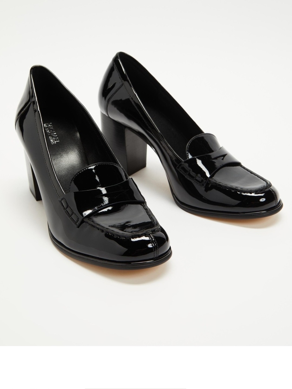NWOT MICHAEL KORS Buchanan black patent leather block heel Mid Loafers